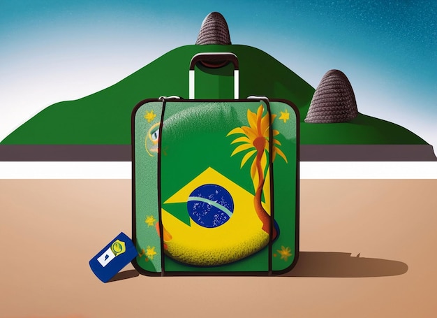 Brazil flag on traveling bag