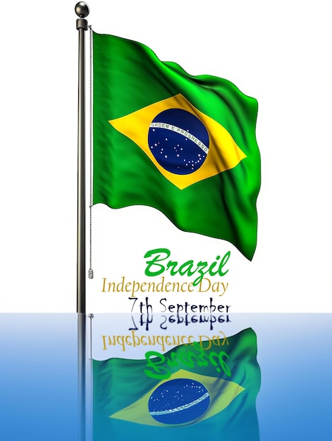 brazil independence day poster with 3d illustration of the brazil flag