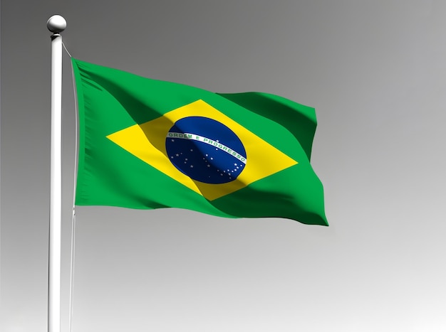 灰色の背景に分離されたブラジル国旗
