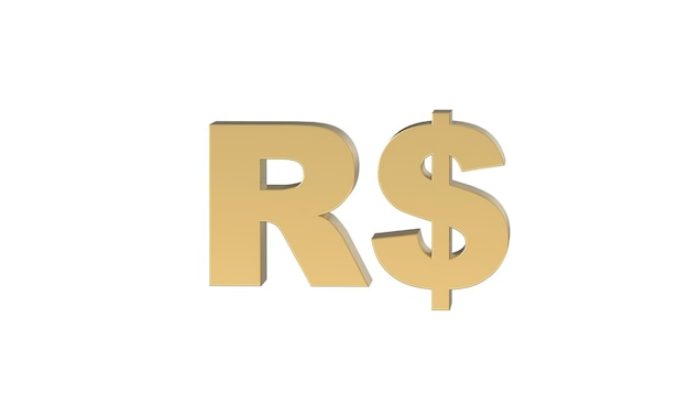 Brazil Real Currency symbol of Brazil in golden 3d