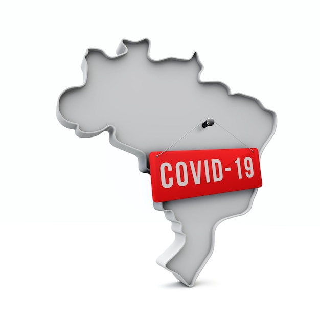 Простая карта Бразилии d с рендерингом covid red label d