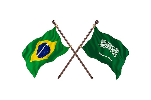 Brazil versus Saudi Arabia Flags Background