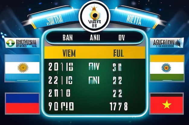 Photo brazil vs argentina scoreboard broadcast template for sport soccer south americas tournament