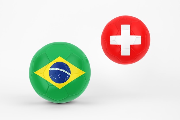 Brazil VS Switzerland In White Background