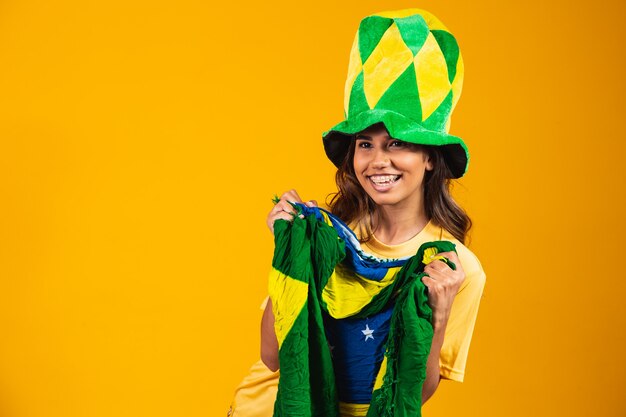 Braziliaan die de onafhankelijkheid van Brazilië viert. 7 sept. Braziliaanse fan