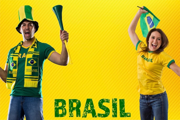 Braziliaans fans-paar viert feest