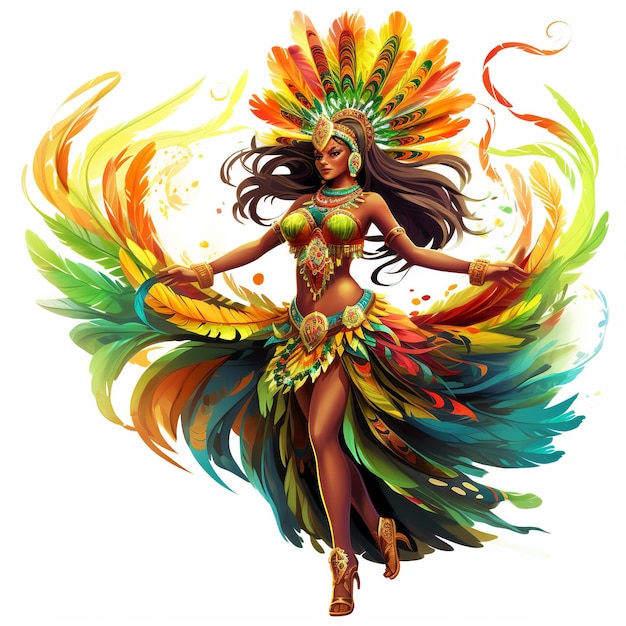 Braziliaanse Carnaval-danseresvrouw bij Braziliaans Carnaval voor viering Generatieve ai