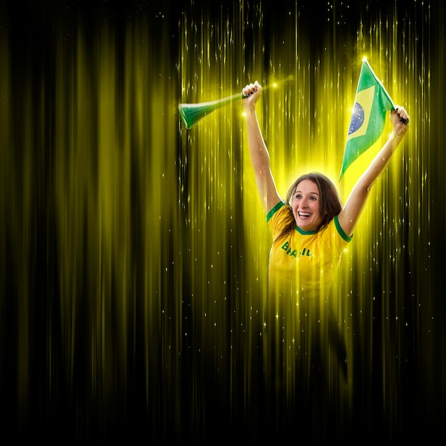 Braziliaanse fan viert feest