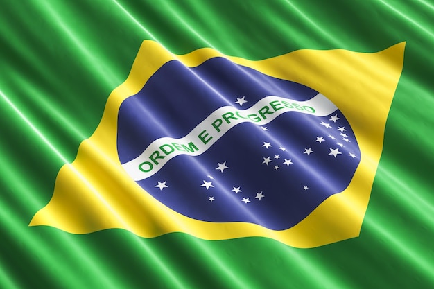 Foto braziliaanse vlag achtergrond 3d-rendering