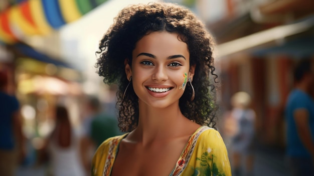 Braziliaanse vrouw gelukkig Mulher brasileira sorrindo