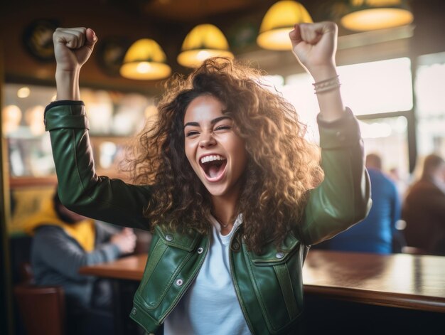 Braziliaanse vrouw viert de overwinning van haar voetbalteam