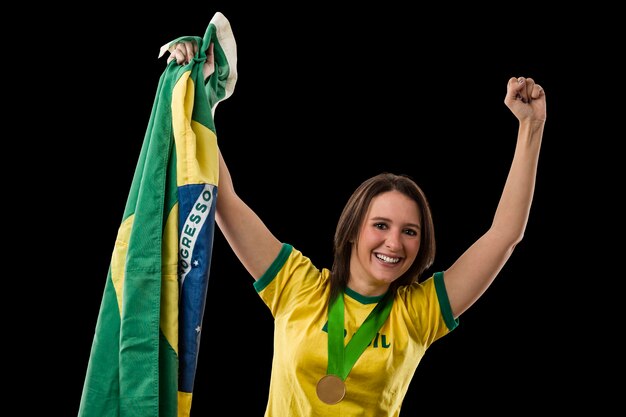 Braziliaanse vrouwelijke atleet wint een gouden medaille