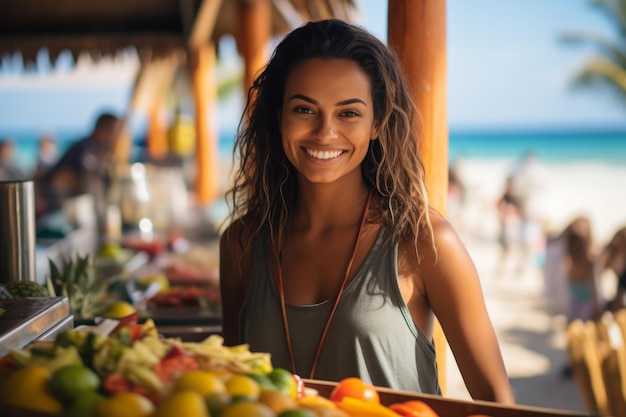 Braziliaanse vrouwelijke strandverkoper