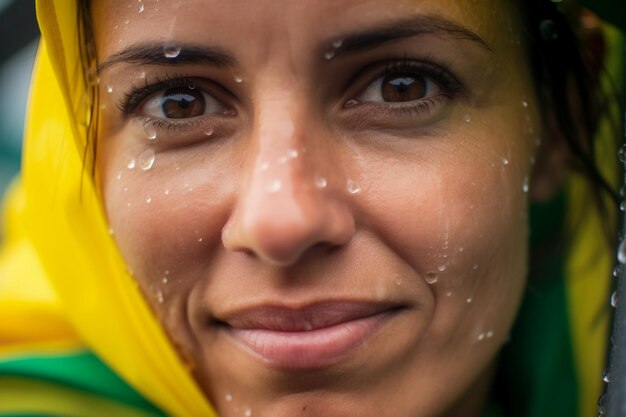 Braziliaanse vrouwelijke voetbalfans in een WK-stadion ter ondersteuning van het nationale team