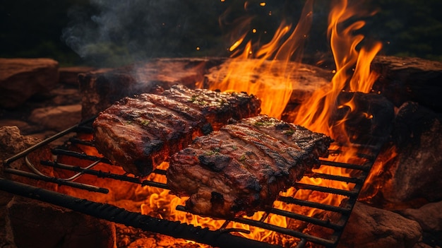 Brazilian Barbecue Ribs On a Ground Fire