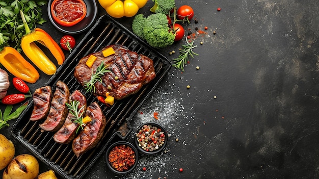 Brazilian barbecue with sizzling picanha and vegetables