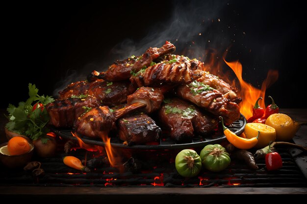 Brazilian bbq grill marks food photography