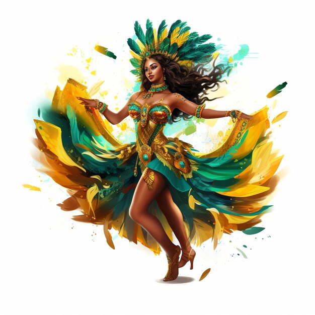 Brazilian carnival dancer woman at brazilian carnival for celebration Generative ai