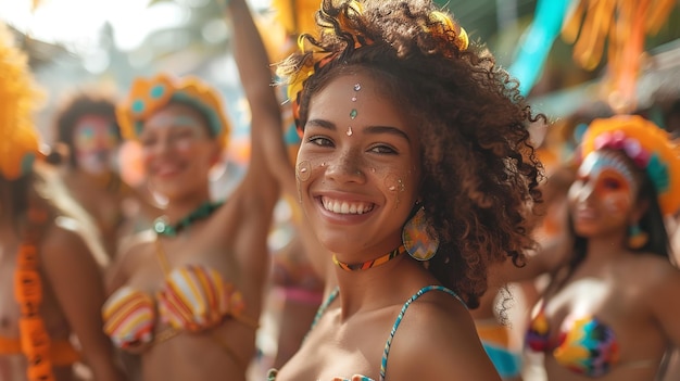 Brazilian carnival dancers enjoying themselves Generative Ai