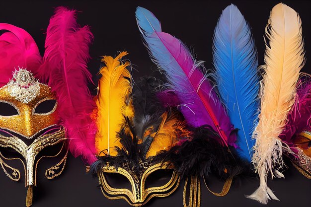 Brazilian carnival music festival carnival masks feathers\
ai