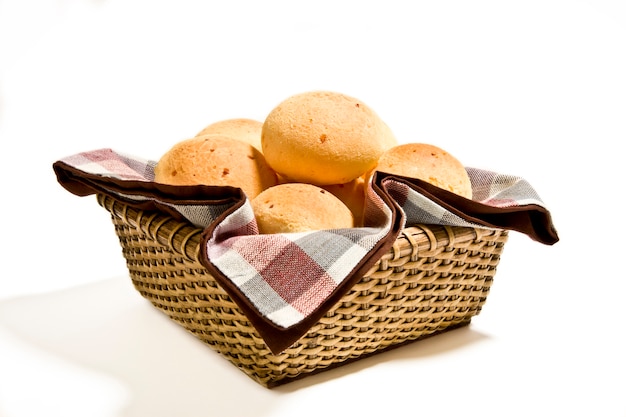 Brazilian cheese buns in a basket.