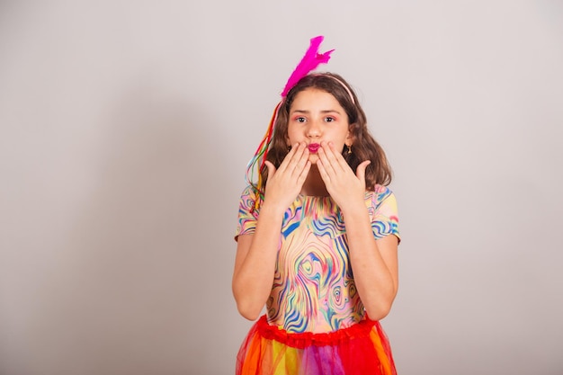 Brazilian child girl dressed in carnival clothes unbelievable