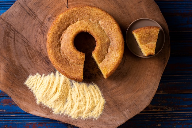 Brazilian corn cake made with a type of corn flour