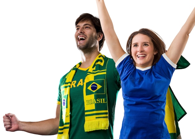 Brazilian couple Celebrating on a .