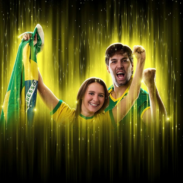 Brazilian couple celebrating