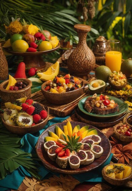 Photo brazilian culinary journey a table set for exquisite gastronomic delights