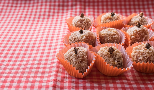 Brazilian dessert sweet of pumpkin coconut and cinnamon