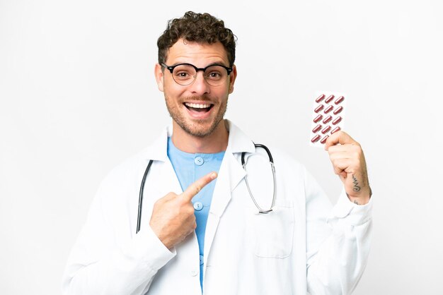 Photo brazilian doctor man over isolated white background