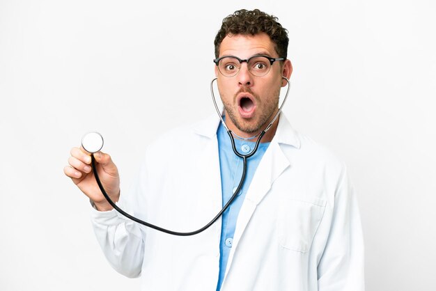 brazilian doctor man over isolated white background