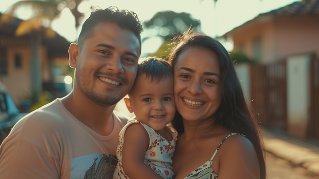 Foto una famiglia brasiliana con un bambino