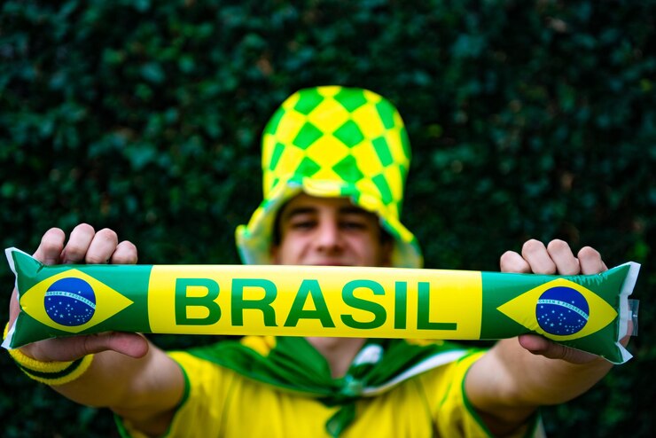 Photo ワールドカップでブラジル代表チームを祝い、応援するブラジルのファン
