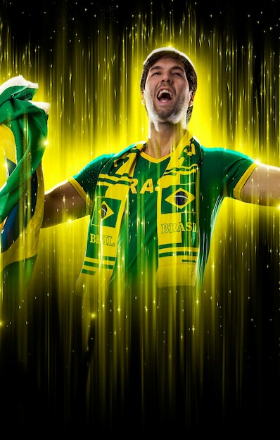 Photo brazilian fan celebrating