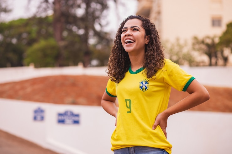 Brazilian fan smiling for the camera