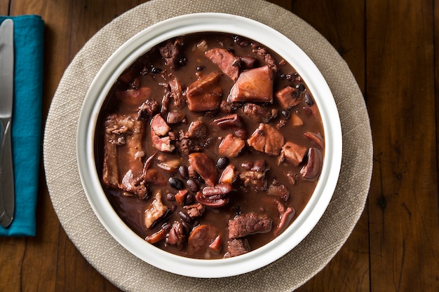 Brazilian Feijoada Food. Top view.