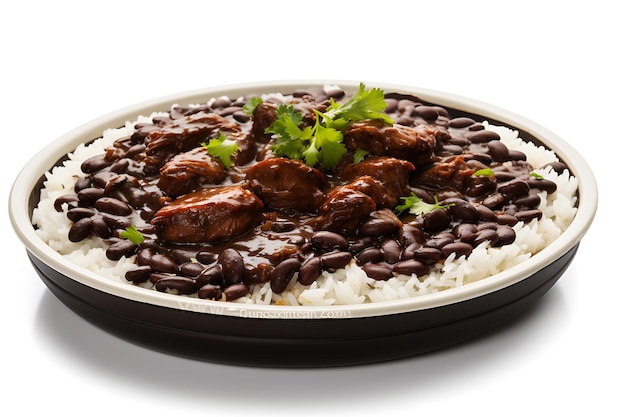 Brazilian feijoada with rice realistic photo hd picture