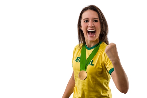 Brazilian Female Athlete Winning a golden medal