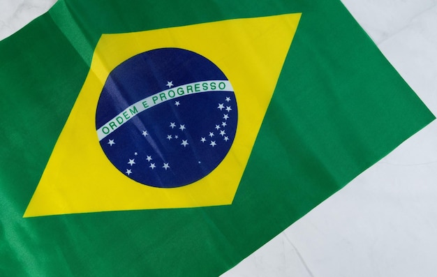 Brazilian flag Selective focus Translation order and progress