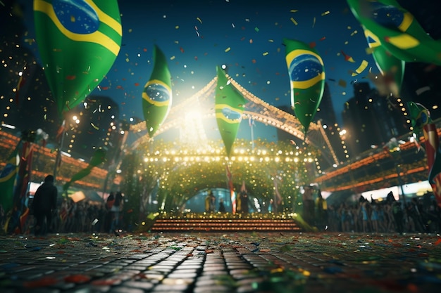 Brazilian flag waving proudly at a carnival celebr 00002 02