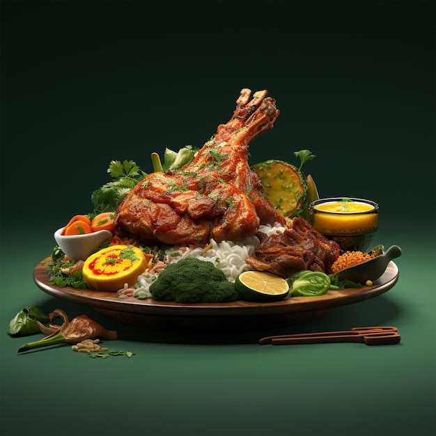 Brazilian food 3D render style