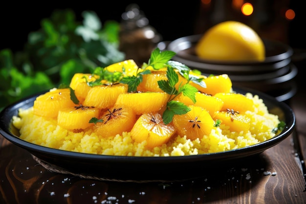 Brazilian food couscous with fruit