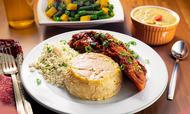 Brazilian food dish on a photographic background