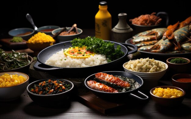 Brazilian food on a wooden table