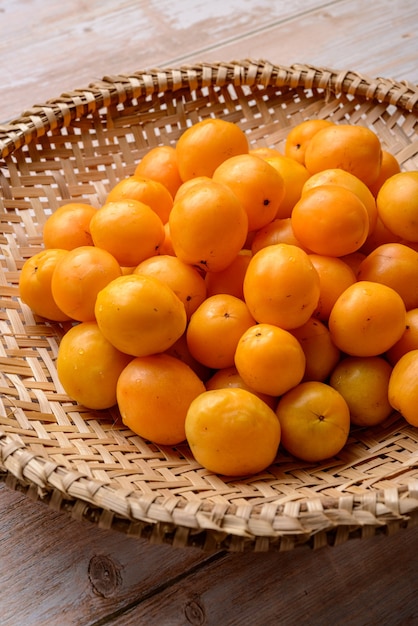 Brazilian fruit caja in the straw basket