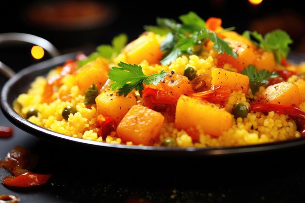 Brazilian gourmet breakfast kuskus corn porridge with veggies