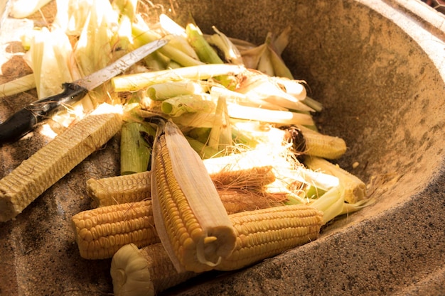 Brazilian house made of sweet corn dessert called Pamonha