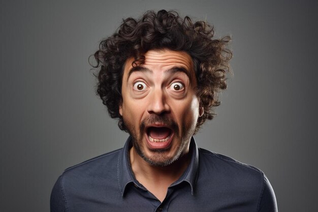 Photo an brazilian male middle age adult with wavy hair with a surprised expression